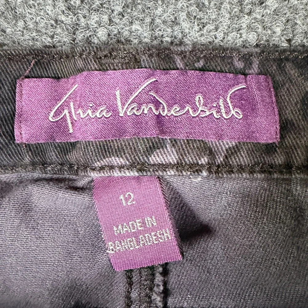 Gloria Vanderbilt Amanda Straight Leg Jeans Women 12 29x34 Gray Damask High Rise
